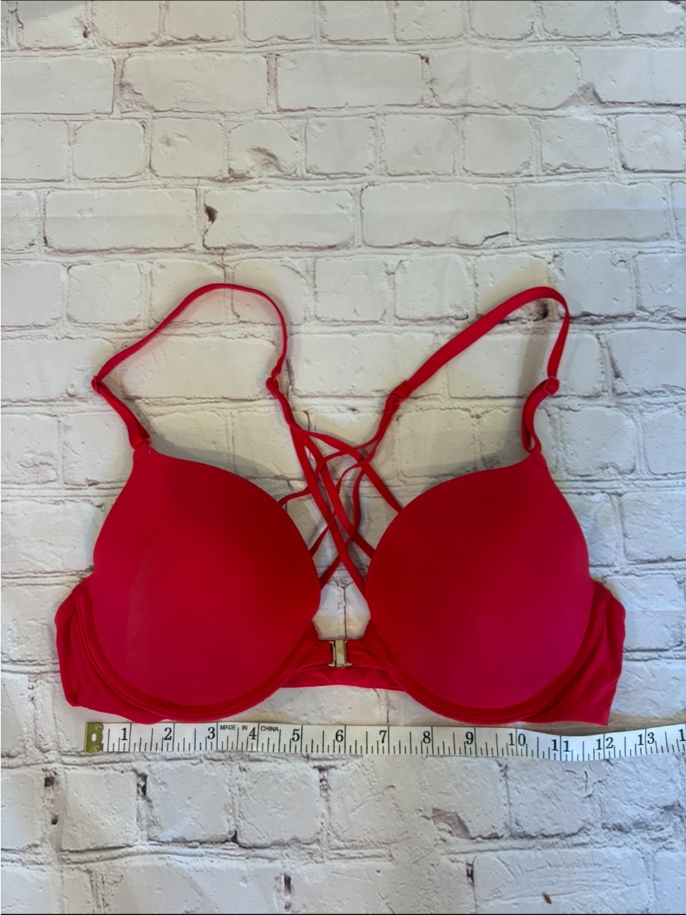 Red Strappy Push-Up Bra